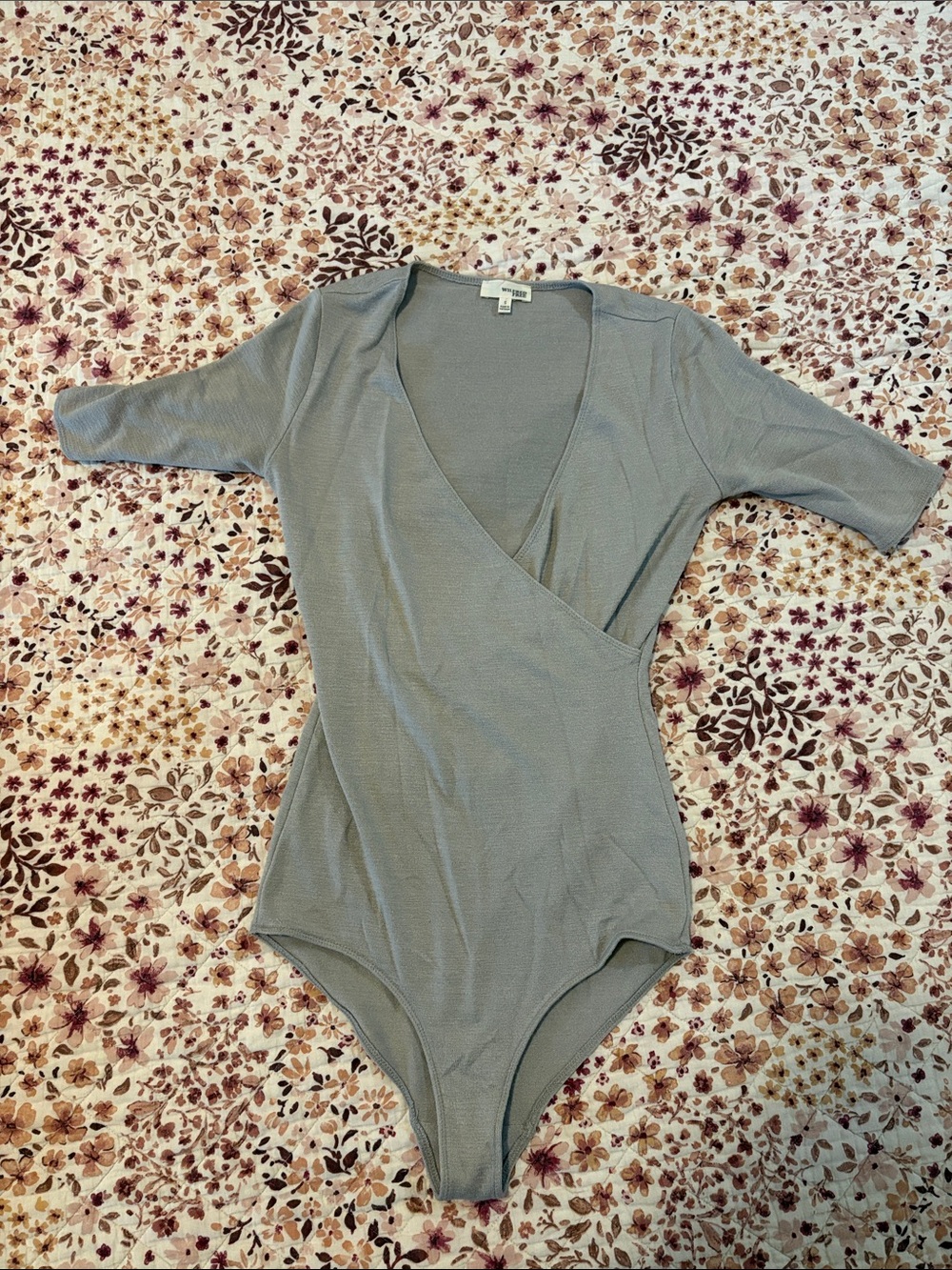 Wilfred Light Gray Wrap-Style Bodysuit Jumpsuit